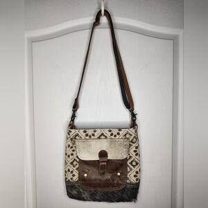 Myra Leather and Cowhide Purse